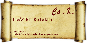 Csáki Koletta névjegykártya